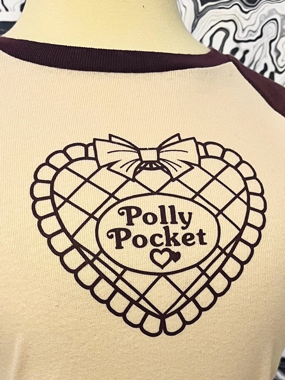 Polly Pocket Short Sleeve Tee in Cream and Dark Purple